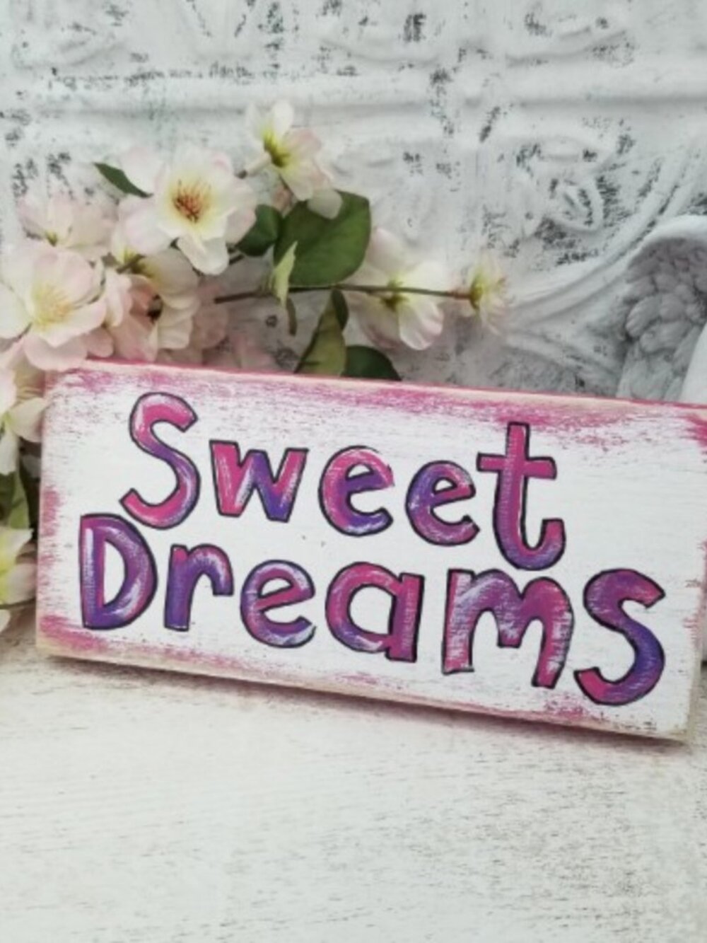 Sweet Dreams Wooden Sign, Rustic Boho Style, Pink Sign, Nursery Decor